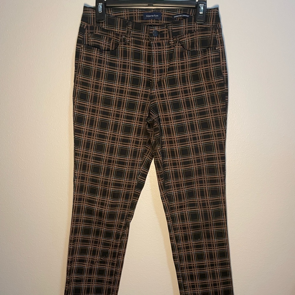 Plaid Straight Leg Trousers